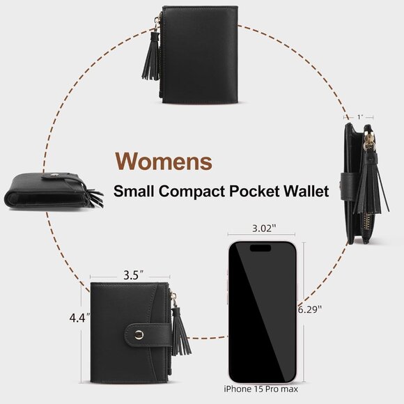 Small Leather Wallet for Women RFID Blocking Bifold Slim Credit Card Holder - Picture 4 of 6